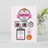 バスケットボールのバスケットの球のスポーツの誕生会の招待 招待状 (スタンド正面)