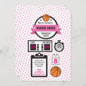 バスケットボールのバスケットの球のスポーツの誕生会の招待 招待状 (正面/裏面)