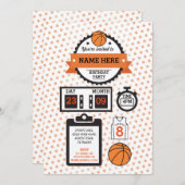 バスケットボールのバスケットの球のスポーツの誕生会の招待 招待状 (正面/裏面)