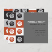 バスケットボールのバーの(ユダヤ教の)バル・ミツバーのクールな招待状 出欠カード (正面/裏面)