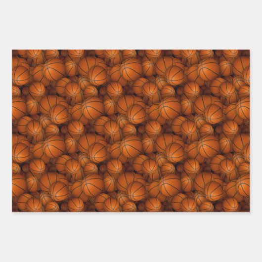 バスケットボールのパターンのクリスマスまたは任意の大事な行事 ラッピングペーパーシート (正面)
