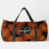 バスケットボールのパターンプレーヤー名ジャージー番号 ダッフルバッグ (正面)