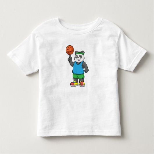 バスケットボールのパンダ トドラーTシャツ (正面)