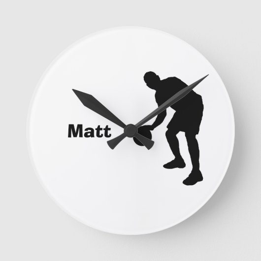 バスケットボールのパーソナライズな時計 ラウンド壁時計 (正面)