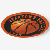 バスケットボールのパーソナライズ ペーパープレート (アングル)