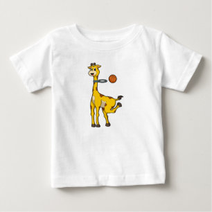 バスケットボールのフープでキリン ベビーTシャツ