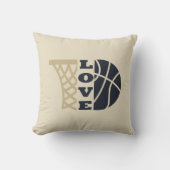 バスケットボールのフープとブルーボールを愛する クッション (正面)