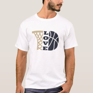 バスケットボールのフープとブルーボールを愛する Tシャツ