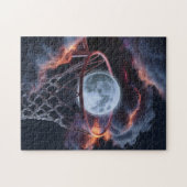 バスケットボールのフープの中の地球。 ジグソーパズル (横)