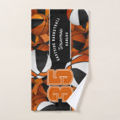 バスケットボールのブラックオレンジチームカラーの多く ハンドタオル (ハンドタオル)