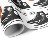 バスケットボールのブラックスニーカー ラッピングペーパー (ロールコーナー)