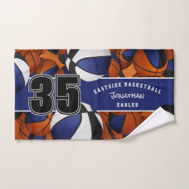 バスケットボールのブラックブルースポーツチームカラーの多く ハンドタオル