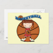 バスケットボールのブルネット少女Tシャツと贈り物 ポストカード (正面/裏面)