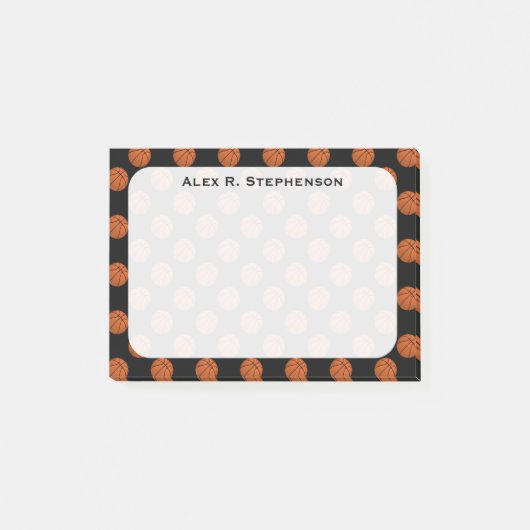 バスケットボールのボールをブラックでモノグラム ポストイット (正面)