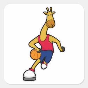 バスケットボールのボールを持つバスケットボール選手としてのキリン スクエアシール