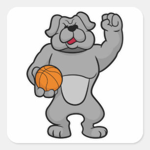 バスケットボールのボールを持つバスケットボール選手としての犬 スクエアシール