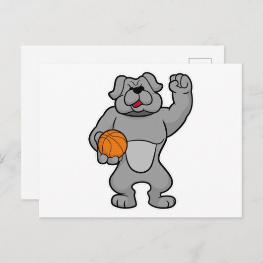 バスケットボールのボールを持つバスケットボール選手としての犬 ポストカード (正面/裏面)
