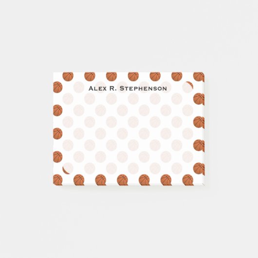 バスケットボールのボールを白にモノグラム ポストイット (正面)