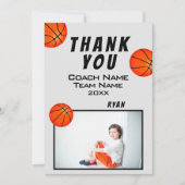 バスケットボールのボール写真ありがとうコーチのカード サンキューカード (正面)