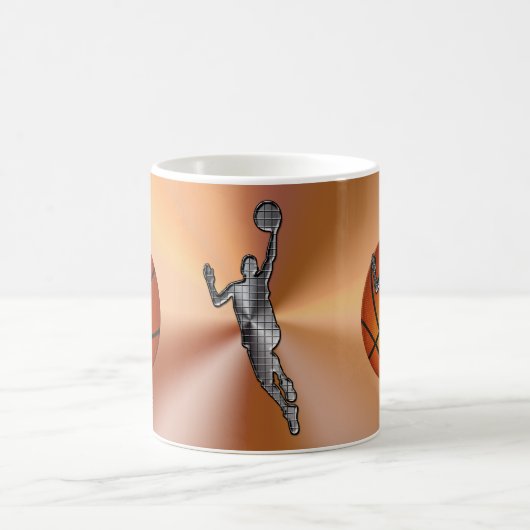 バスケットボールのマグ、ヴィンテージの球の金属プレーヤー コーヒーマグカップ (中央)