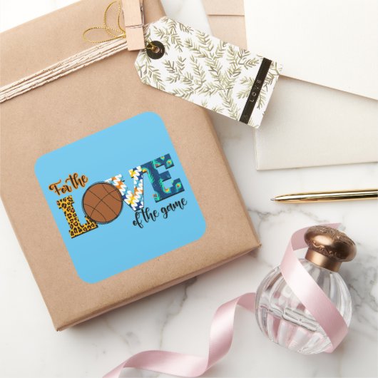 バスケットボールのマムヒョウの試合の愛のために スクエアシール (ギフト)