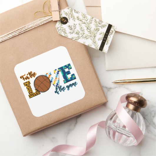 バスケットボールのマムヒョウの試合の愛のために スクエアシール (ギフト)