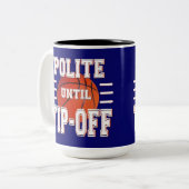 バスケットボールのユーモアの先端まで丁寧な ツートーンマグカップ (正面左)