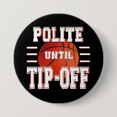 バスケットボールのユーモアの先端まで丁寧な 缶バッジ (正面)