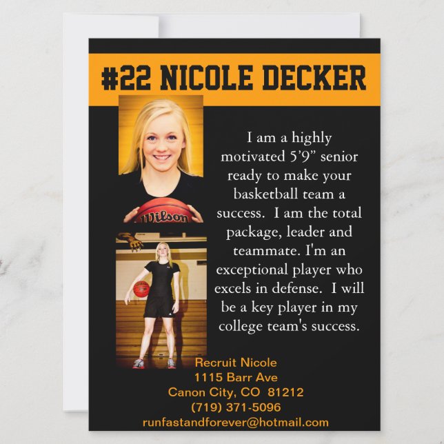 バスケットボールのリクルートメーラー (正面)