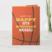 バスケットボールのルックあなたの名前と年を追加誕生日 カード (正面)