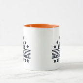 バスケットボールのレジェンドプレーヤーの青とオレンジのボール マグカップ (中央)