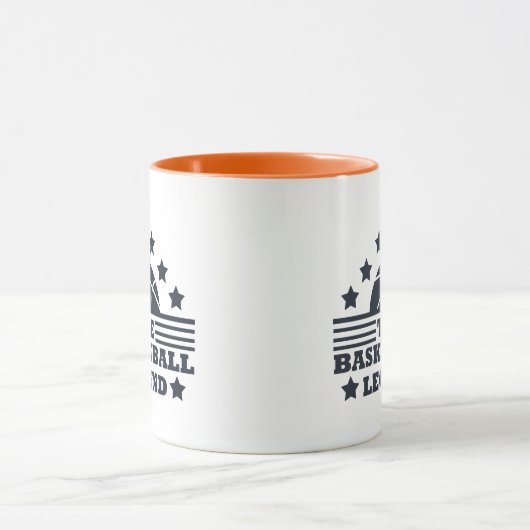 バスケットボールのレジェンドプレーヤーの青とオレンジのボール マグカップ (中央)