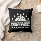 バスケットボールのレジェンドプレーヤー白オレンジボール クッション (ブランケット)