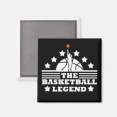 バスケットボールのレジェンドプレーヤー白オレンジボール マグネット (正面/裏面)