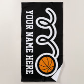 バスケットボールのロゴの名前をカスタムするのビーチタオルのギフト ビーチタオル (正面)