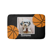 バスケットボールの写真あなたの名前を追加 – 色を編集できる バスマット (正面)