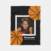 バスケットボールの写真あなたの名前を追加 – 色を編集できる フリースブランケット (正面)