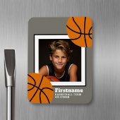 バスケットボールの写真あなたの名前を追加 – 色を編集できる マグネット