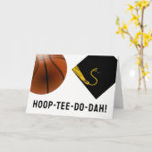 バスケットボールの卒業 カード (黄色い花)