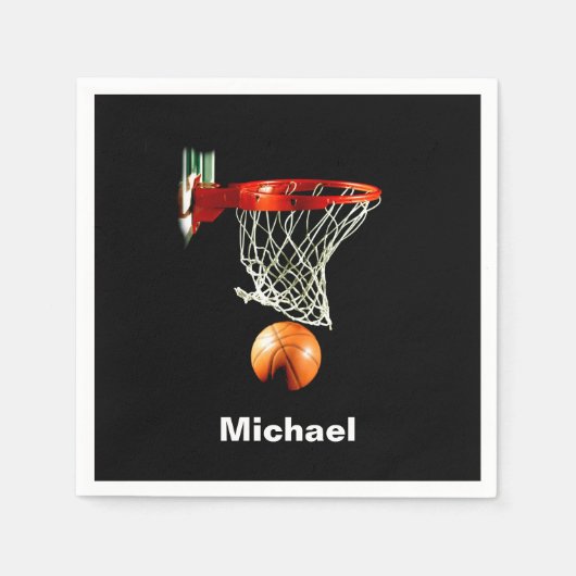 バスケットボールの名前で置き換え スタンダードカクテルナプキン (正面)