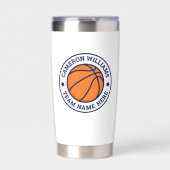 バスケットボールの名前とチームブルースターズ白 保温保冷タンブラー (正面)