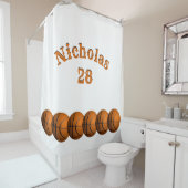 バスケットボールの名前と番号 シャワーカーテン (インサイチュ)