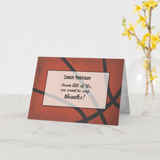 バスケットボールの名前をカスタムするコーチありがとう カード (黄色い花)