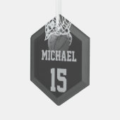 バスケットボールの名前 ガラスオーナメント (正面左)