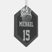 バスケットボールの名前 ガラスオーナメント (正面右)