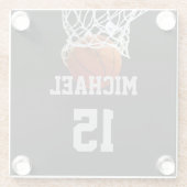 バスケットボールの名前 ガラスコースター (裏面)