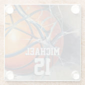 バスケットボールの名前 ガラスコースター (裏面)