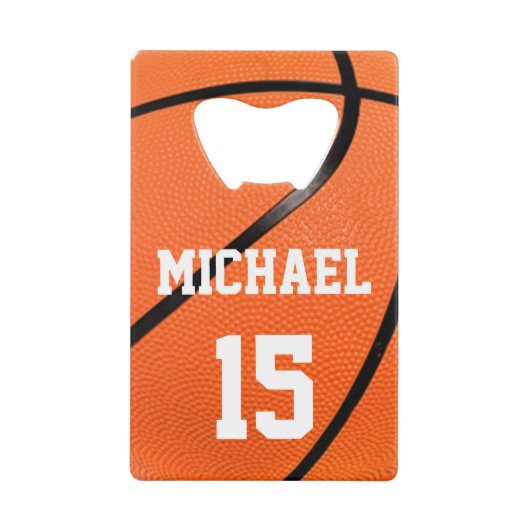 バスケットボールの名前 クレジットカード栓抜き (正面)