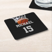 バスケットボールの名前 スクエアペーパーコースター (アングル)