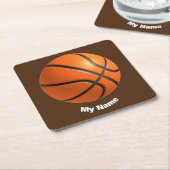 バスケットボールの名前 スクエアペーパーコースター (アングル)